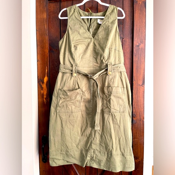 Maeve by Anthropologie Army green Oona utility dress size 16 - Picture 1 of 7